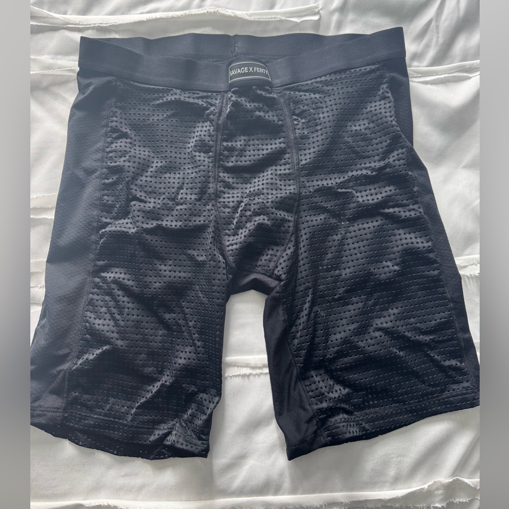 SAVAGE X FENTI Black Mesh Athletic Shorts